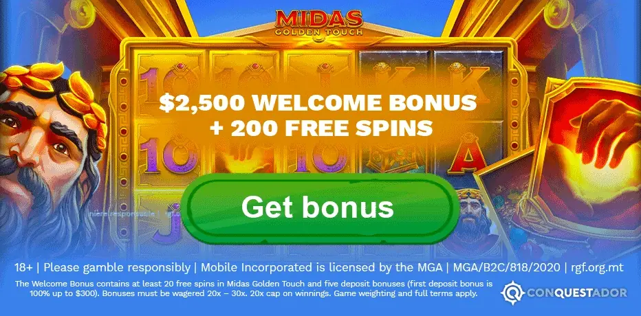Conquestador welcome bonus free spins